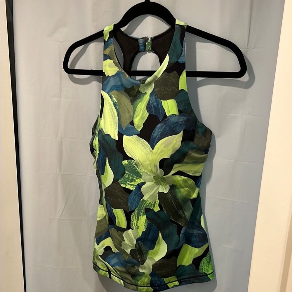 Athleta Green and Black Fitted Tank Top Bikini